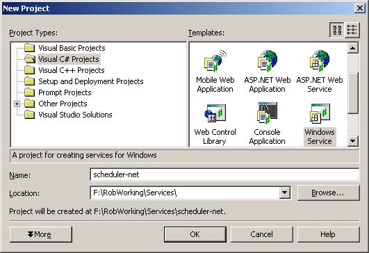 Creating a New C# Windows Service in VS.NET.