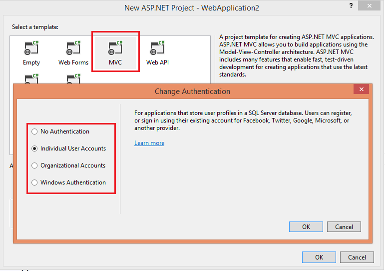 Project Template Dialog of Visual Studio 2013