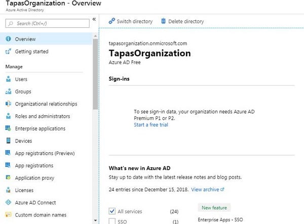 New Azure Active Directory Created