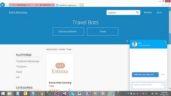 Travel bots in Internet Explorer