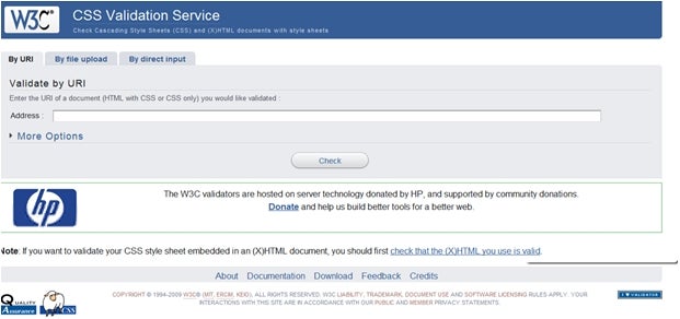 a screenshot of the CSS validation service offered by W3C