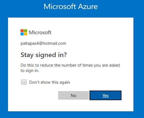 Azure Portal Stay Signed In