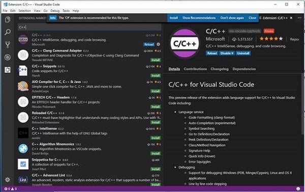 C++-related extensions for Visual Studio Code