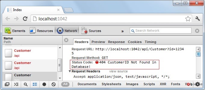 HTTP response in Chrome Developer Tool