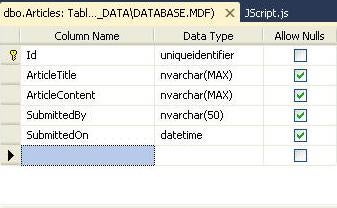 open the table definition dialog