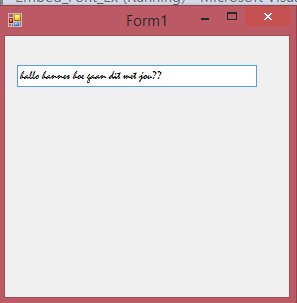 The TextBox Font is changed to the Embedded Font