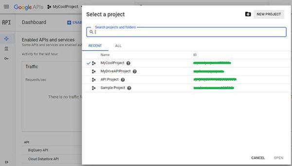 Google API Console (Create New Project)