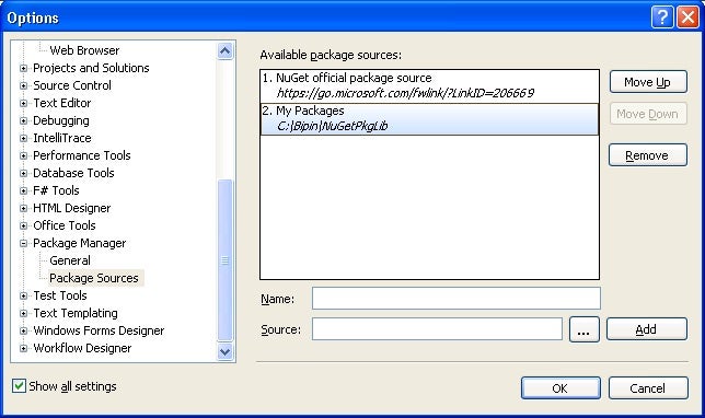 Package Manager Options