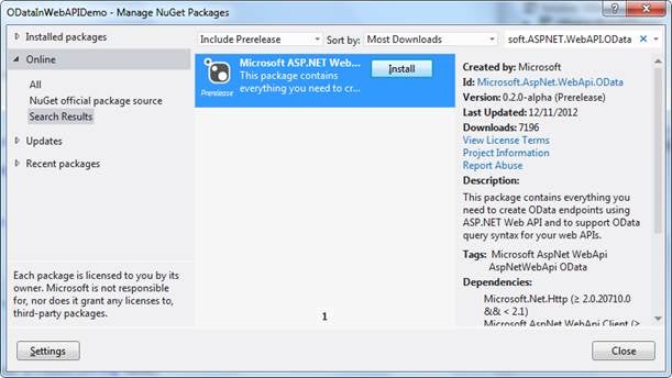 Manage NuGet Package