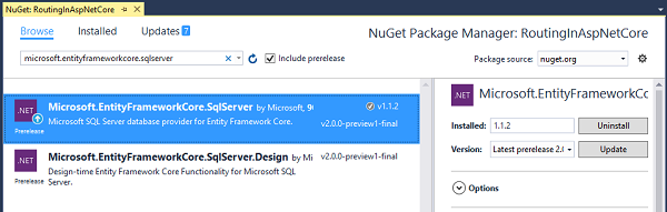 Managing NuGet packages