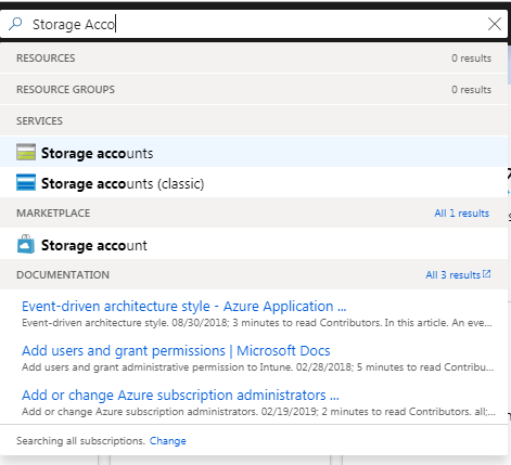Azure ARM Portal Storage Account