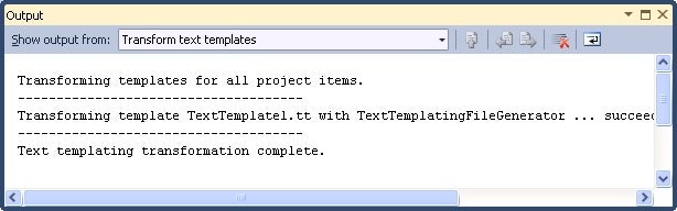 "Transform All Templates" displays the result in the Output Window