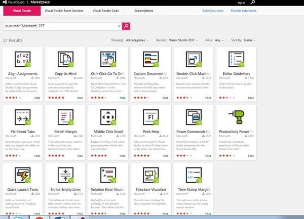 Productivity Power Tools listed in Visual Studio Marketplace