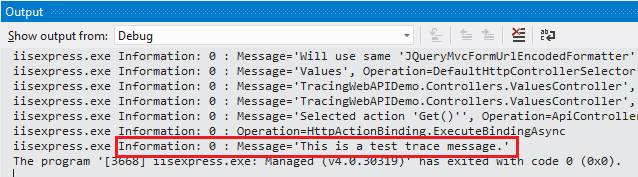 Trace Message Output Window
