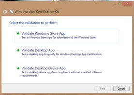 Select Type of Application to Validate