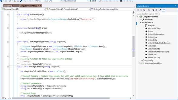 The application running as a C# console application