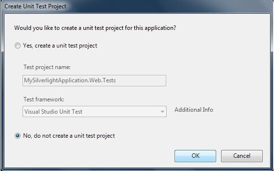 Refrain from creating a Unit Test Project