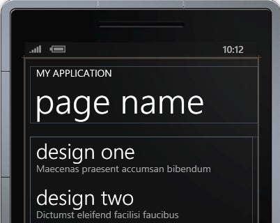 MainPage.xaml from Windows Phone Data Bound Application template
