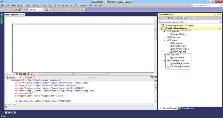Application 1 - Microsoft Visual Studio