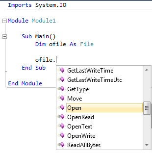 You have access to all the Intellisense produced from the File object