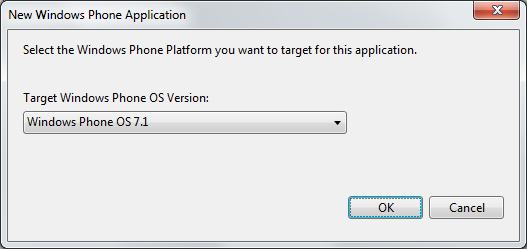 Select the Windows Phone Platform
