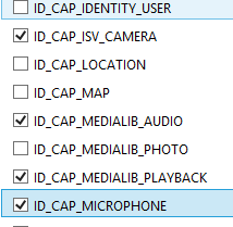 The ID_CAP_ISV_CAMERA and ID_CAP_MICROPHONE