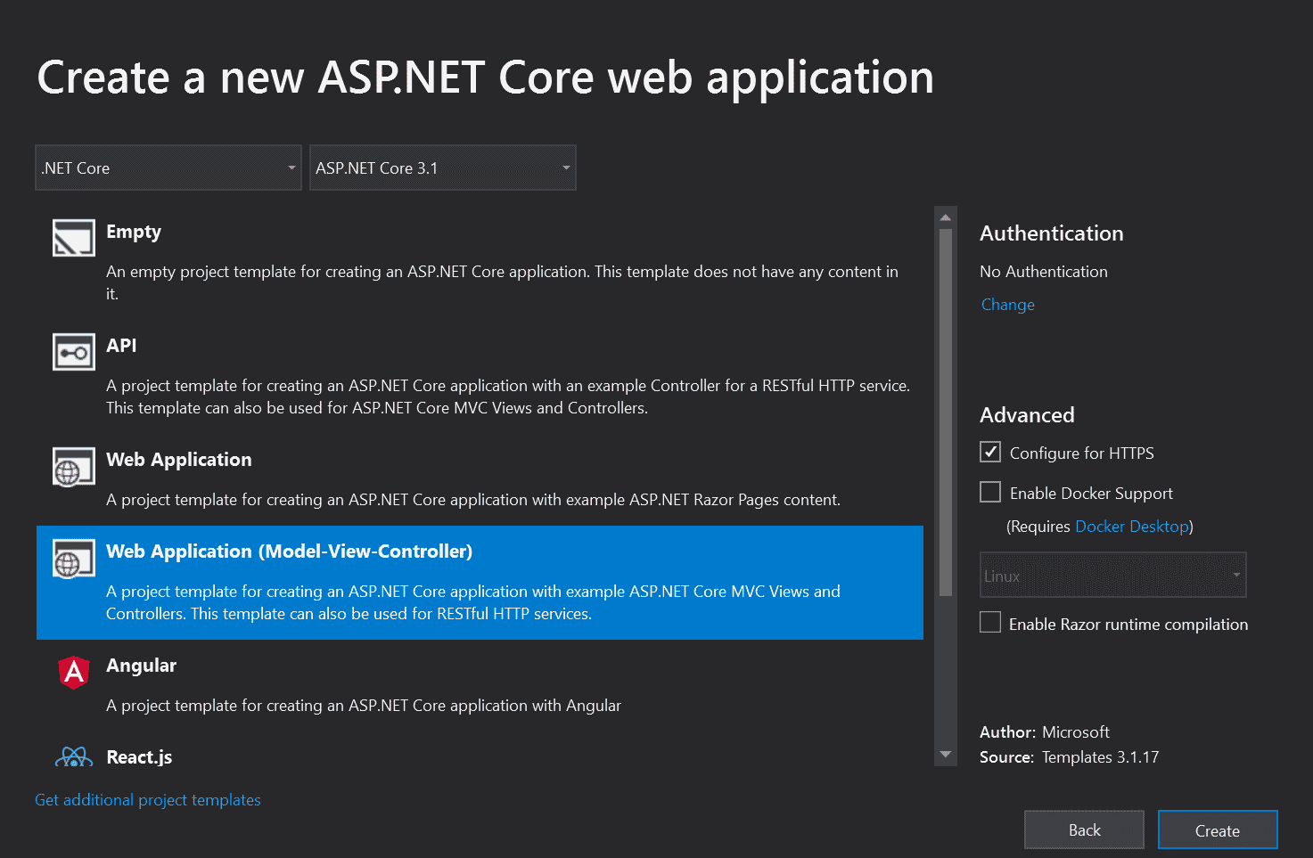 Create ASP.Net Core Web Apps