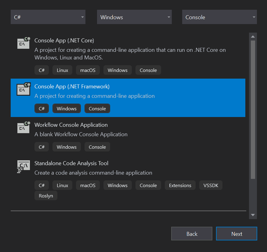 Creating a Visual Studio Console Project